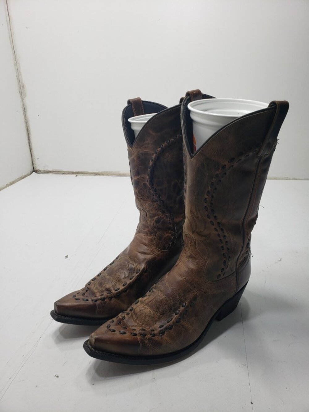 Laredo 68434 Men’s Western Cowboy Boots Brown Leather Size 10 EW Extra Wide